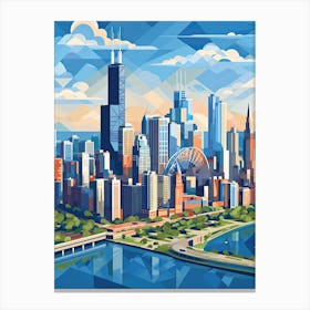 Chicago, Usa, Geometric Illustration 2 Canvas Print