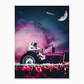 Astronaut Ride Agricultural Tractor Canvas Print