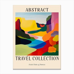 Abstract Travel Collection Poster United States Of America 3 Canvas Print