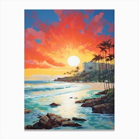Sunkissed Painting Of Coolangatta Beach Australia 2 Canvas Print