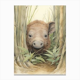 Storybook Animal Watercolour Buffalo 1 Canvas Print