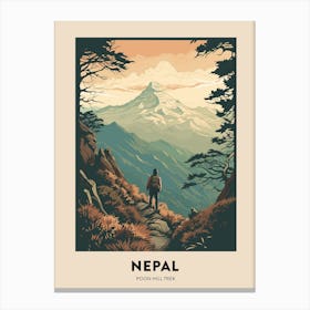 Poon Hill Trek Nepal 1 Vintage Hiking Travel Poster Canvas Print
