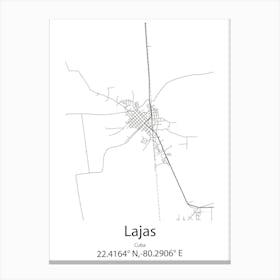 Lajas,Cuba Minimalist Map Canvas Print