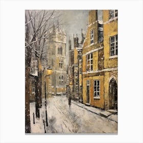 Vintage Winter Painting Cambridge United Kingdom 2 Canvas Print
