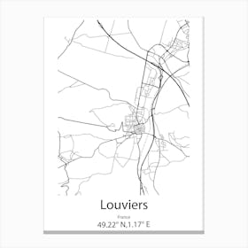 Louviers,France Minimalist Map Canvas Print