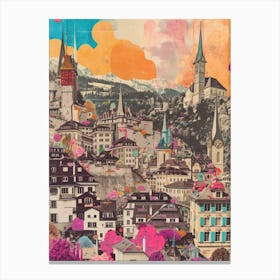 Zurich   Retro Collage Style 2 Canvas Print