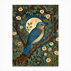 William Morris Bluebird At Night Canvas Print