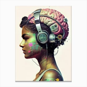 Brain headphones  Canvas Print