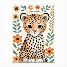 Floral Cute Baby Leopard Nursery (1) Canvas Print