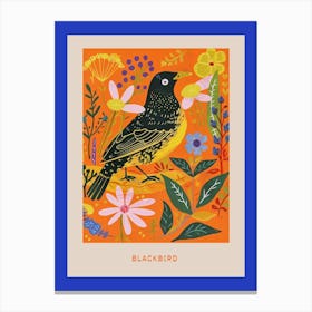 Spring Birds Poster Blackbird 1 Canvas Print