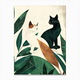 Cats And Leaves Canvas Print