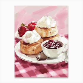 Pink Breakfast Food Scones 4 Canvas Print