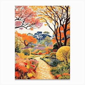 Brooklyn Botanic Garden, Usa In Autumn Fall Illustration 1 Canvas Print