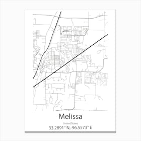 Melissa,United States Minimalist Map Canvas Print