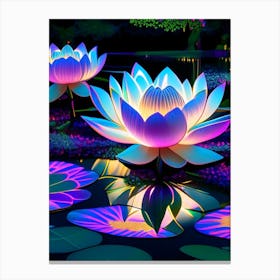 Lotus Flowers In Park Holographic 3 Canvas Print