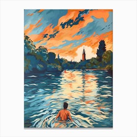 Wild Swimming At River Thames Oxfordshire 2 Canvas Print
