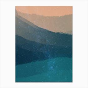 Minimal art abstract watercolor painting of blue hills in the afternoon Canvas Print