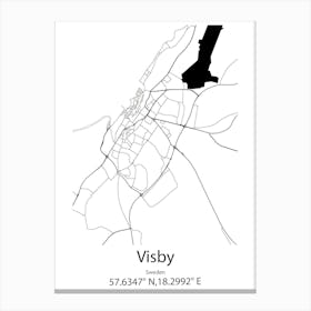 Visby,Sweden Minimalist Map Canvas Print