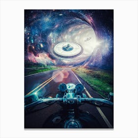 Alien Encounter On The Road Canvas Print