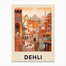 Dehli 6 Vintage Travel Poster Canvas Print