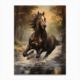 Horse Running Oil Painting Style 1 Canvas Print