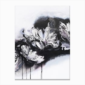 White And Black Flowers 1 Painting Canvas Print