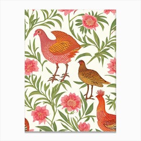 Turkey William Morris Style Bird Canvas Print