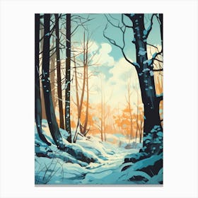Winter Forest Landscape Illustration 3 Canvas Print