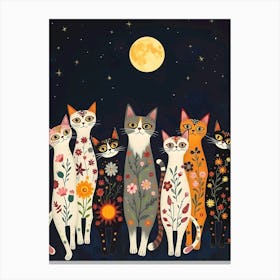 Cats In The Moonlight Canvas Print