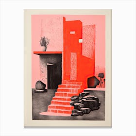 A House In Cape Town, Abstract Risograph Style 3 Canvas Print