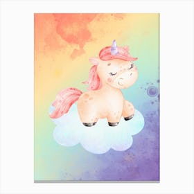 Unicorn On A Cloud Canvas Print