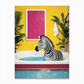 Zebra In The Bath Canvas Print