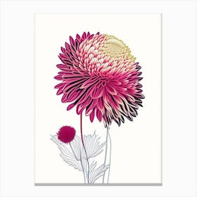 Chrysanthemum Floral Minimal Line Drawing 2 Flower Canvas Print