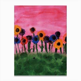 Colourful Flowers painted by Little Artist O.D.R Canvas Print