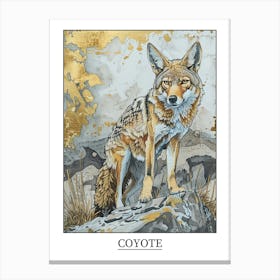 Coyote Precisionist Illustration 2 Poster Canvas Print