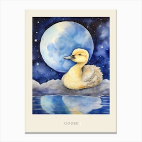 Baby Goose 3 Sleeping In The Clouds Nursery Poster Canvas Print