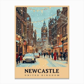 Winter Night Newcastle United Kingdom Travel Poster Canvas Print