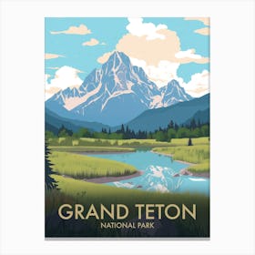 Grand Teton National Park Vintage Travel Poster 3 Canvas Print