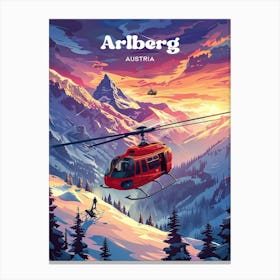 Arlberg Austria Ski Town Digital Travel Art Canvas Print