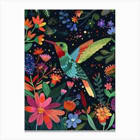 Humming Bird In A GArden Canvas Print