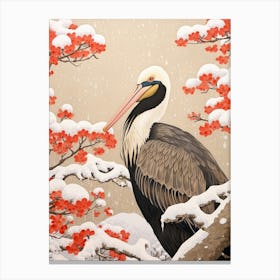 Bird Illustration Brown Pelican 1 Canvas Print