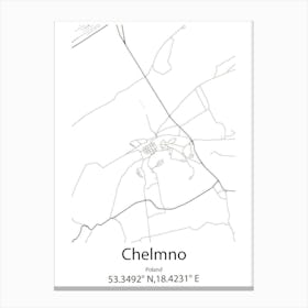 Chelmno,Poland Minimalist Map Canvas Print