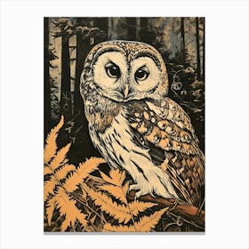 Boreal Owl Relief Illustration 3 Canvas Print