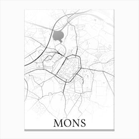 Mons, Hainaut, Belgium, City Map, Black And White Fade Design Leinwandbild