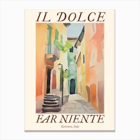 Il Dolce Far Niente Ravenna, Italy Watercolour Streets 3 Poster Canvas Print