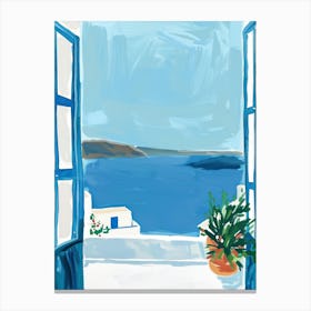 Travel Poster Happy Places Santorini 1 Canvas Print