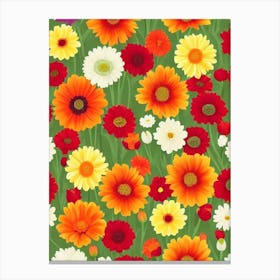 Gerberas Repeat Retro Flower Canvas Print