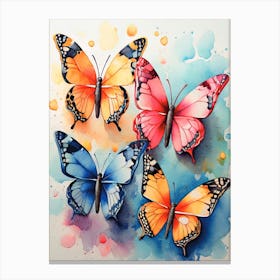 Watercolor Butterflies Painting Canvas Print