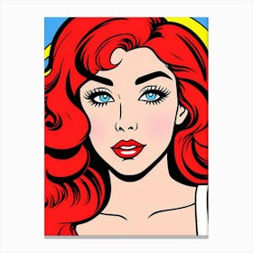 Vivid Visage: A Bold Glimpse into Pop Art Sophistication Red Haired Woman Canvas Print