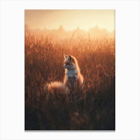 Fox In The Grass. Generated AI. Art Print Canvas Print